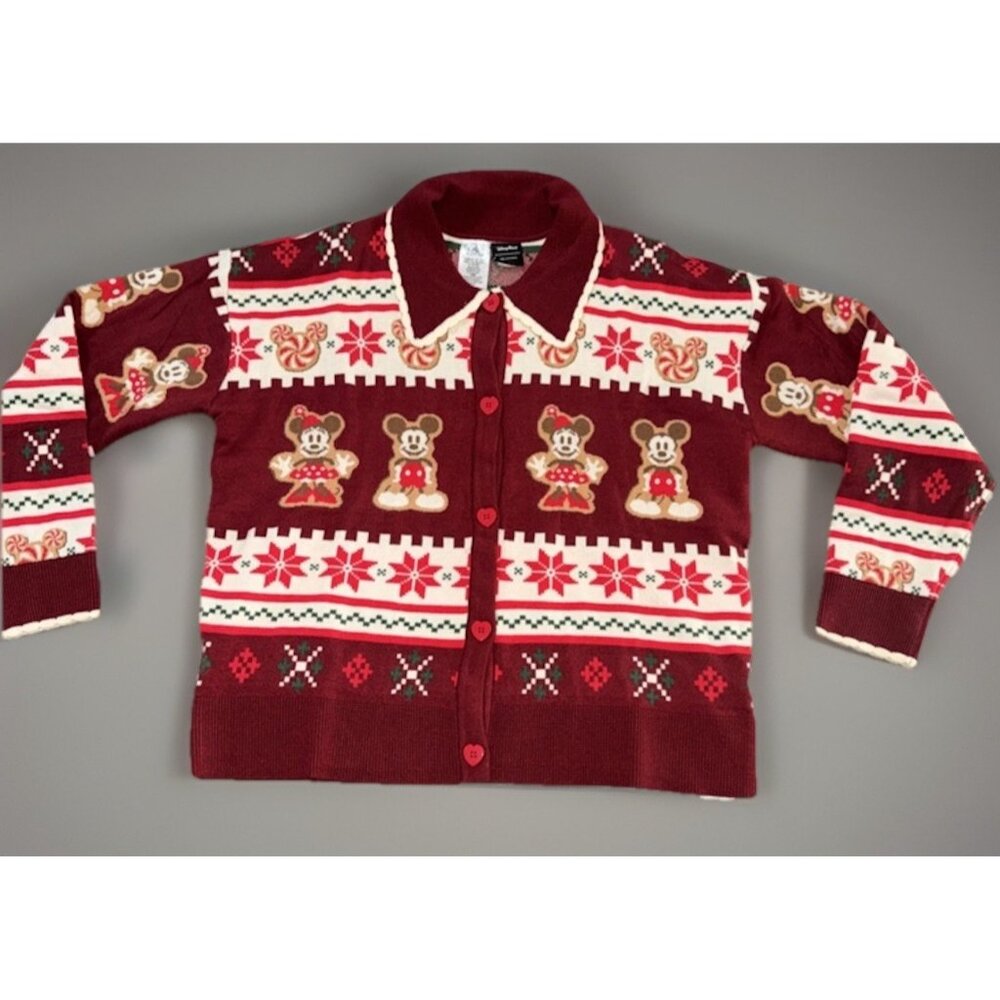 Disney Parks 2025 Christmas‎ Fair Isle Mickey Cardigan Sweater Gingerbread